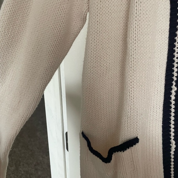 Loft Cream and Navy Boyfriend Cardigan - Picture 3 of 5